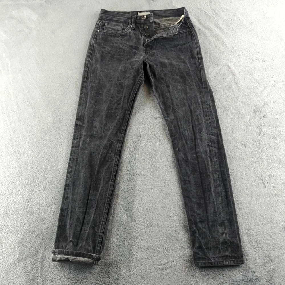The Unbranded Brand UB204 Jeans‎ Mens 29x32 Black Faded Tapered Button Fly